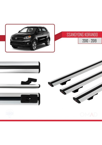 Ssangyong Korando (C) 2010-2019 Arası ile Uyumlu Basıc Model Ara Atkı Tavan Barı Gri 3 Adet modelleri