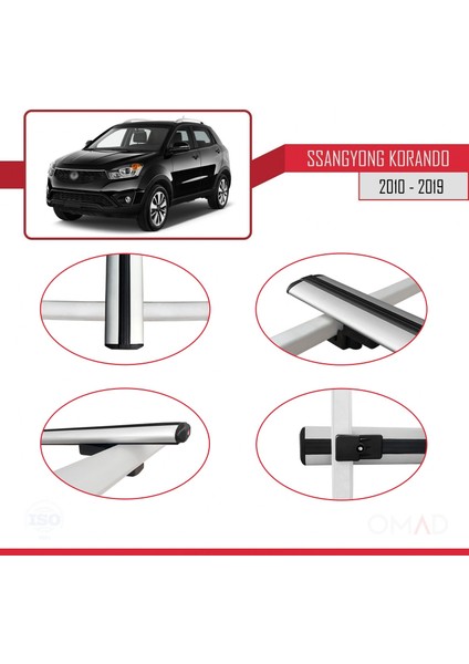 Ssangyong Korando (C) 2010-2019 Arası ile Uyumlu Basıc Model Ara Atkı Tavan Barı Gri 3 Adet fırsatları