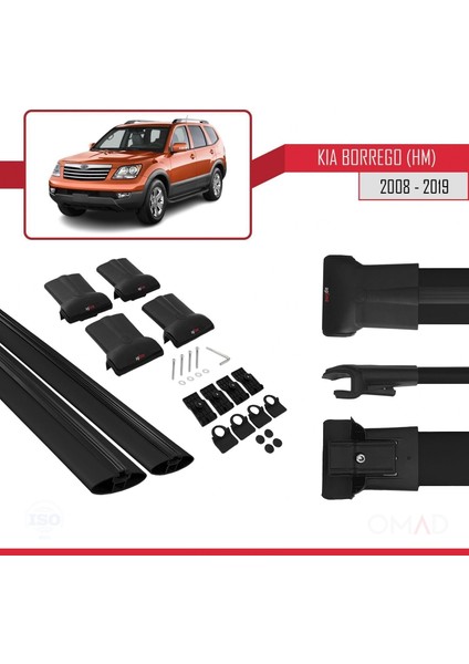 Kia Borrego (Hm) 2008-2019 Arası ile Uyumlu Fly Model Ara Atkı Tavan Barı Siyah indirimleri