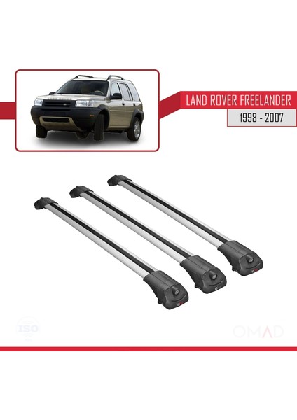 Land Rover Freelander 1998-2007 Arası ile Uyumlu Ace-1 Ara Atkı Tavan Barı Gri 3 Adet Bar