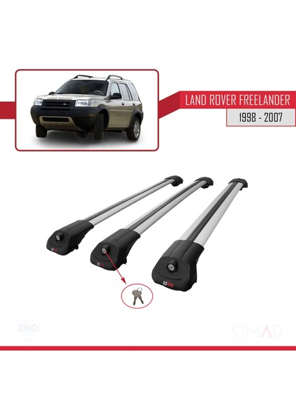 Land Rover Freelander 1998-2007 Arası ile Uyumlu Ace-1 Ara Atkı Tavan Barı Gri 3 Adet Bar
