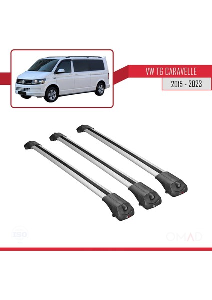 Volkswagen Caravelle (T6) 2015 ve Sonrası ile Uyumlu Ace-1 Ara Atkı Tavan Barı Gri 3 Adet Bar modelleri