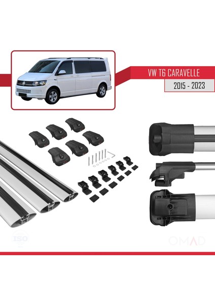 Volkswagen Caravelle (T6) 2015 ve Sonrası ile Uyumlu Ace-1 Ara Atkı Tavan Barı Gri 3 Adet Bar indirimleri