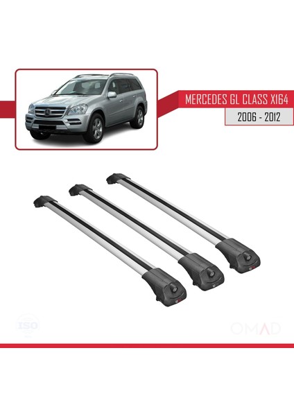 Mercedes Gl Class (X164) 2006-2012 Arası ile Uyumlu Ace-1 Ara Atkı Tavan Barı Gri 3 Adet Bar
