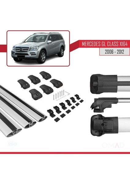 Mercedes Gl Class (X164) 2006-2012 Arası ile Uyumlu Ace-1 Ara Atkı Tavan Barı Gri 3 Adet Bar