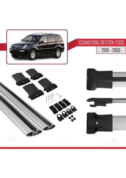 Ssangyong Rexton Y200 2001-2005 Arası ile Uyumlu Fly Model Ara Atkı Tavan Barı Gri indirimleri