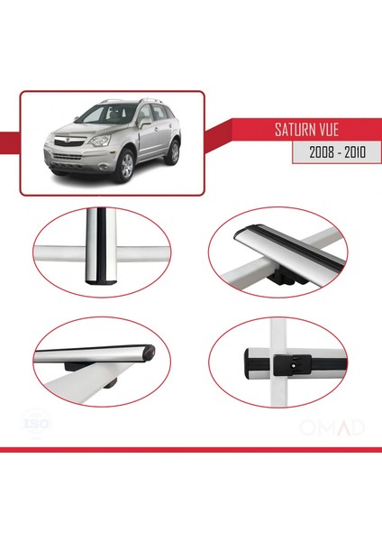 Saturn Vue Opel Antara 2008-2010 Arası ile Uyumlu Basıc Model Ara Atkı Tavan Barı Gri 3 Adet