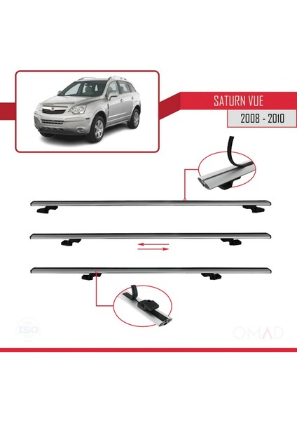 Saturn Vue Opel Antara 2008-2010 Arası ile Uyumlu Basıc Model Ara Atkı Tavan Barı Gri 3 Adet