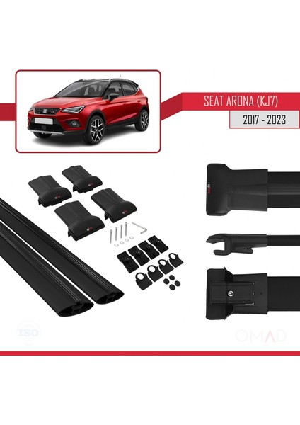 Seat Arona (Kj7) 2017 ve Sonrası ile Uyumlu Fly Model Ara Atkı Tavan Barı Siyah indirimleri