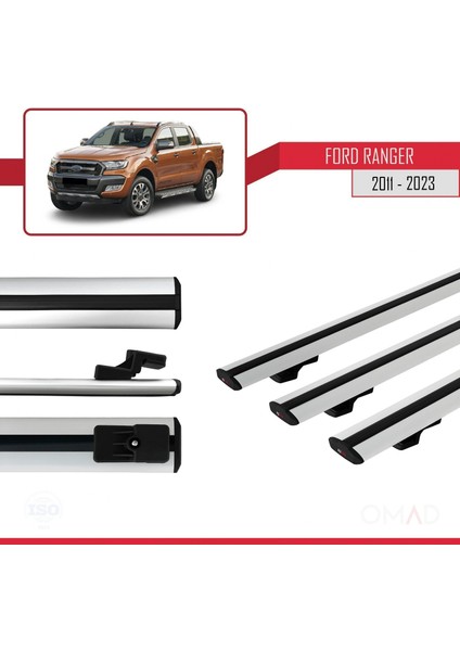 Ford Ranger 2011 ve Sonrası ile Uyumlu Basıc Model Ara Atkı Tavan Barı Gri 3 Adet modelleri