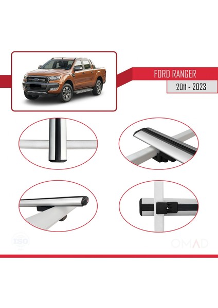 Ford Ranger 2011 ve Sonrası ile Uyumlu Basıc Model Ara Atkı Tavan Barı Gri 3 Adet fırsatları