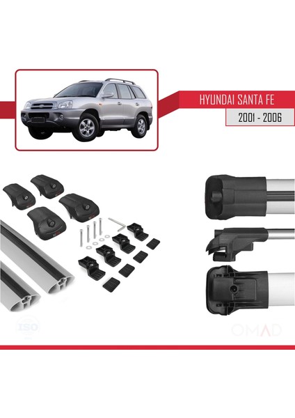 Hyundai Santa Fe (Sm) 2001-2006 Arası ile Uyumlu Ace-1 Ara Atkı Tavan Barı Gri indirimleri