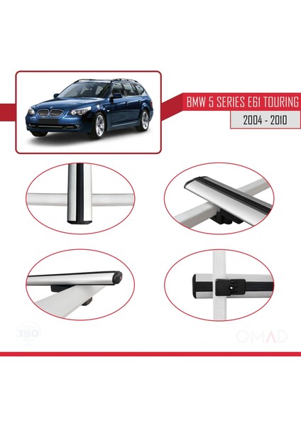 Bmw 5 Serisi (E61) Tourıng 2004-2010 Arası ile Uyumlu Basıc Model Ara Atkı Tavan Barı Gri 3 Adet