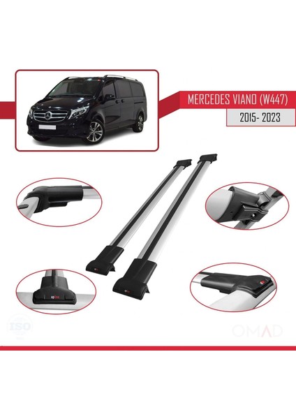 Mercedes Viano (W447) 2015 ve Sonrası ile Uyumlu Fly Model Ara Atkı Tavan Barı Gri fırsatları