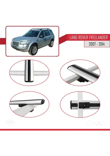 Land Rover Freelander 2007-2014 Arası ile Uyumlu Basıc Model Ara Atkı Tavan Barı Gri 3 Adet