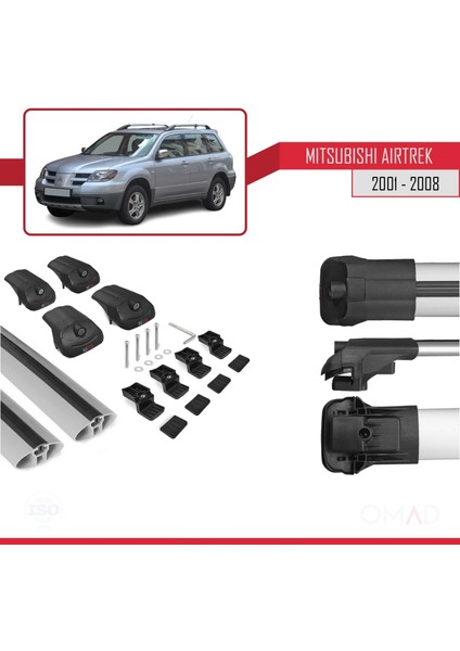 Mitsubishi Airtrek 2001-2008 Arası ile Uyumlu Ace-1 Ara Atkı Tavan Barı Gri