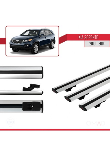 Kia Sorento 2010-2014 Arası ile Uyumlu Basıc Model Ara Atkı Tavan Barı Gri 3 Adet