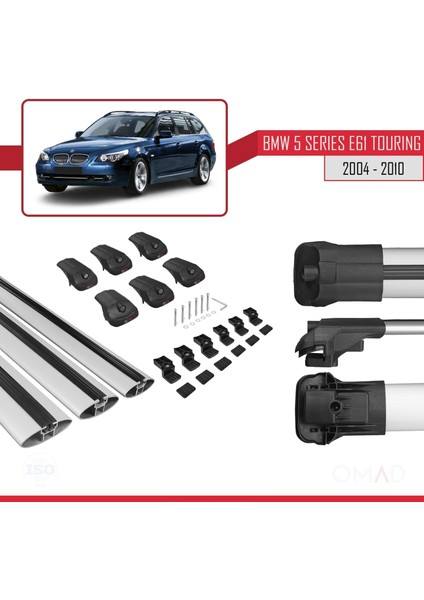 Bmw 5 Serisi (E61) Tourıng 2004-2010 Arası ile Uyumlu Ace-1 Ara Atkı Tavan Barı Gri 3 Adet Bar