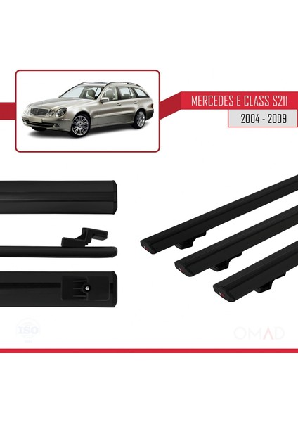 Mercedes E Class S211 2004-2009 Arası ile Uyumlu Basıc Model Ara Atkı Tavan Barı Siyah 3 Adet modelleri