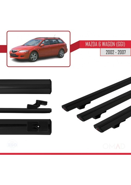 Mazda 6 (Gg1) 2002-2007 Arası ile Uyumlu Basıc Model Ara Atkı Tavan Barı Siyah 3 Adet modelleri