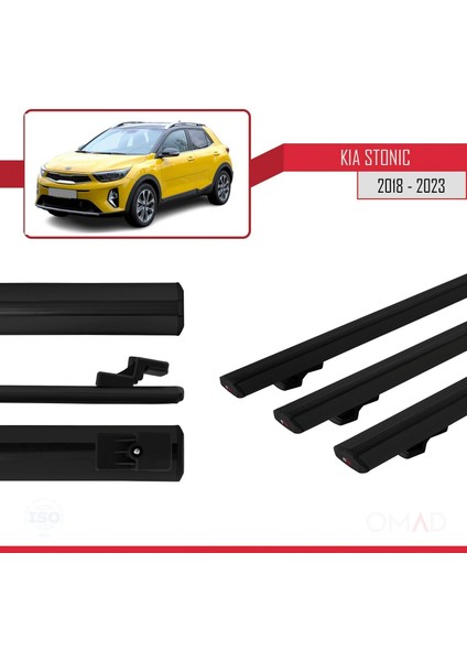 Kia Stonic 2018 ve Sonrası ile Uyumlu Basıc Model Ara Atkı Tavan Barı Siyah 3 Adet modelleri