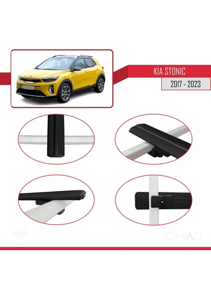 Kia Stonic 2018 ve Sonrası ile Uyumlu Basıc Model Ara Atkı Tavan Barı Siyah 3 Adet fırsatları