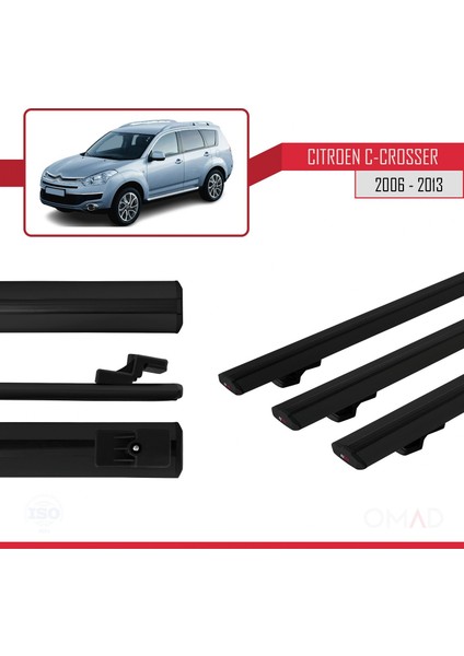 Citroen C-Crosser 2006-2013 Arası ile Uyumlu Basıc Model Ara Atkı Tavan Barı Siyah 3 Adet modelleri