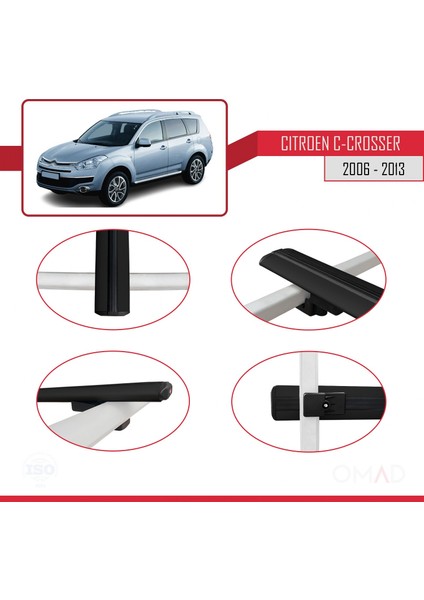 Citroen C-Crosser 2006-2013 Arası ile Uyumlu Basıc Model Ara Atkı Tavan Barı Siyah 3 Adet fırsatları