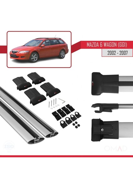 Mazda 6 (Gg1) 2002-2007 Arası ile Uyumlu Fly Model Ara Atkı Tavan Barı Gri indirimleri