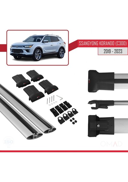 Ssangyong Korando (C300) 2019 ve Sonrası ile Uyumlu Fly Model Ara Atkı Tavan Barı Gri indirimleri