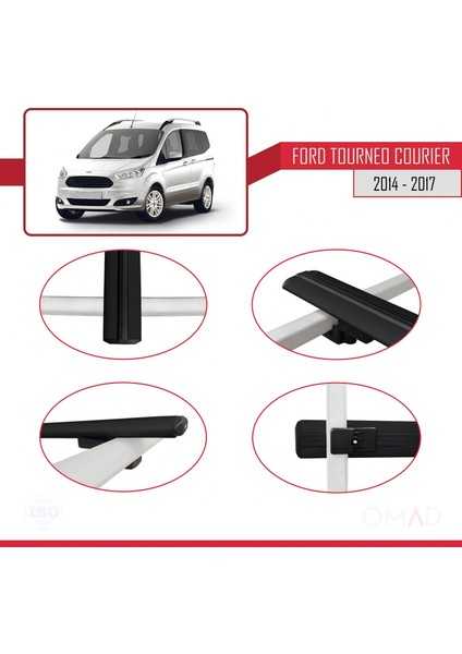 Ford Tourneo Courier 2014-2017 Arası ile Uyumlu Basıc Model Ara Atkı Tavan Barı Siyah 3 Adet