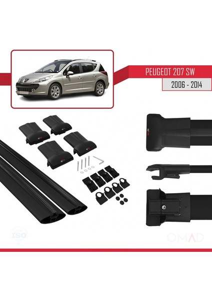 Peugeot 207 Sw 2006-2014 Arası ile Uyumlu Fly Model Ara Atkı Tavan Barı Siyah indirimleri