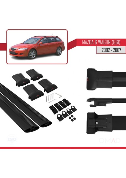 Mazda 6 (Gg1) 2002-2007 Arası ile Uyumlu Fly Model Ara Atkı Tavan Barı Siyah