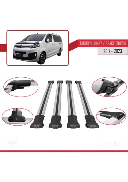 Citroen Jumpy - Space Tourer 2017 ve Sonrası ile Uyumlu Fly Model Ara Atkı Tavan Barı Gri 4 Adet Bar fırsatları