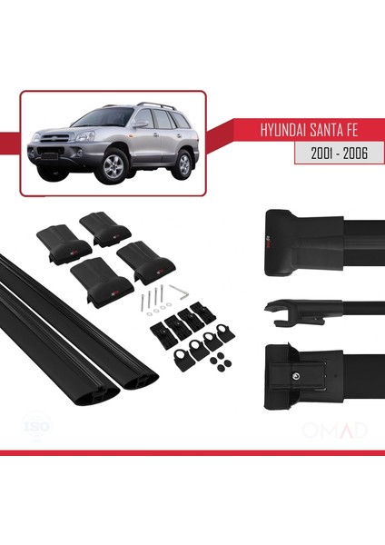 Hyundai Santa Fe (Sm) 2001-2006 Arası ile Uyumlu Fly Model Ara Atkı Tavan Barı Siyah indirimleri