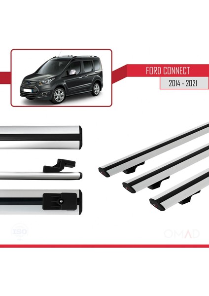 Ford Connect 2014-2021 Arası ile Uyumlu Basıc Model Ara Atkı Tavan Barı Gri 3 Adet