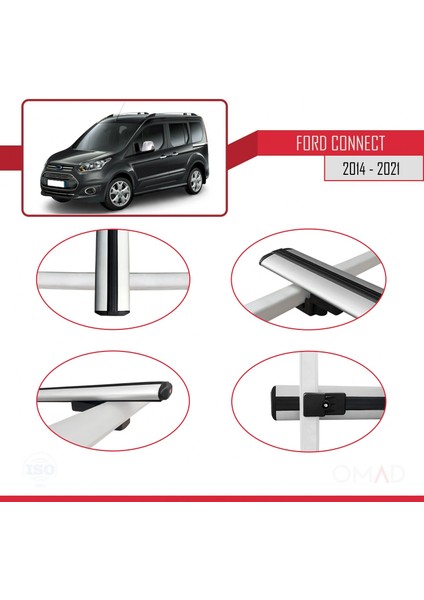 Ford Connect 2014-2021 Arası ile Uyumlu Basıc Model Ara Atkı Tavan Barı Gri 3 Adet