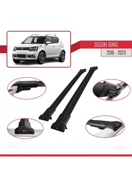 Suzuki Ignıs 2016 ve Sonrası ile Uyumlu Fly Model Ara Atkı Tavan Barı Siyah