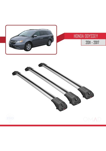 Honda Odyssey 2011-2017 Arası ile Uyumlu Ace-1 Ara Atkı Tavan Barı Gri 3 Adet Bar