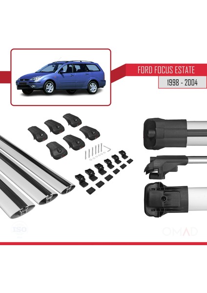 Ford Focus Estate C170 1998-2004 Arası ile Uyumlu Ace-1 Ara Atkı Tavan Barı Gri 3 Adet Bar indirimleri