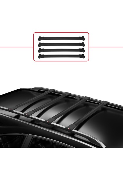 Volkswagen Caddy 2015-2019 Arası ile Uyumlu Fly Model Ara Atkı Tavan Barı Siyah 4 Adet Bar