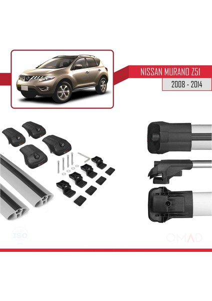 Nissan Murano (Z51) 2008-2014 Arası ile Uyumlu Ace-1 Ara Atkı Tavan Barı Gri indirimleri