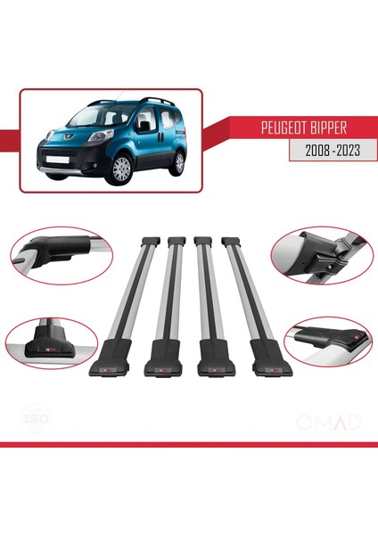 Peugeot Bipper 2008 ve Sonrası ile Uyumlu Fly Model Ara Atkı Tavan Barı Gri 4 Adet Bar fırsatları