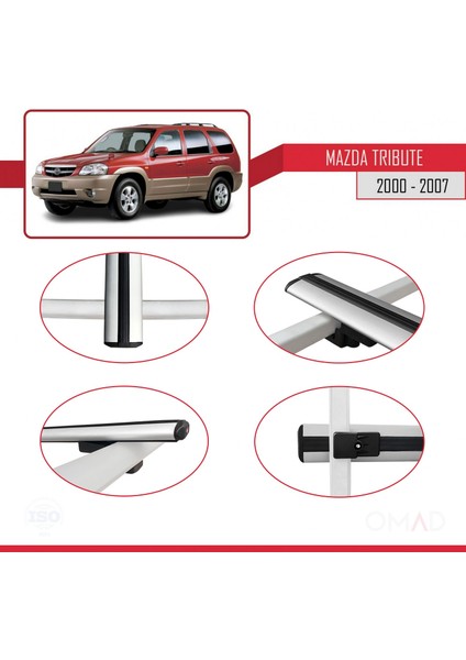 Mazda Tribute 2000-2007 Arası ile Uyumlu Basıc Model Ara Atkı Tavan Barı Gri 3 Adet fırsatları