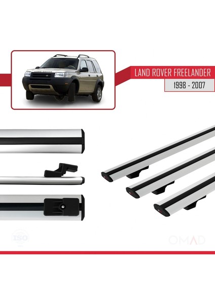 Land Rover Freelander 1998-2007 Arası ile Uyumlu Basıc Model Ara Atkı Tavan Barı Gri 3 Adet