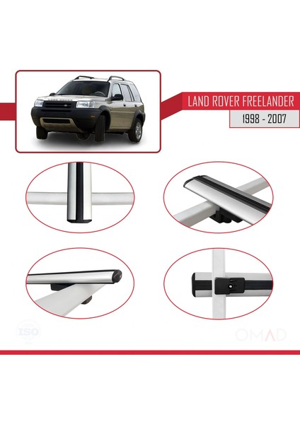Land Rover Freelander 1998-2007 Arası ile Uyumlu Basıc Model Ara Atkı Tavan Barı Gri 3 Adet