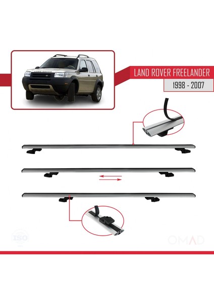 Land Rover Freelander 1998-2007 Arası ile Uyumlu Basıc Model Ara Atkı Tavan Barı Gri 3 Adet