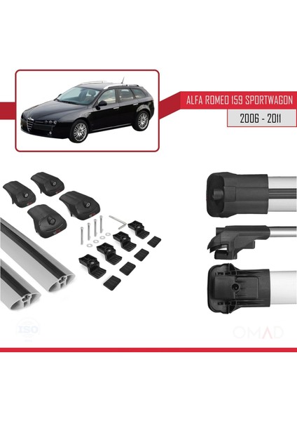 Alfa Romeo 159 Sportwagon 2006-2011 Arası ile Uyumlu Ace-1 Ara Atkı Tavan Barı Gri indirimleri