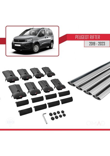 Peugeot Rifter 2019 ve Sonrası ile Uyumlu Fly Model Ara Atkı Tavan Barı Gri 4 Adet Bar indirimleri