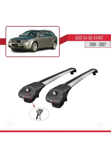 Audi A4 (B6) Avant 2002-2004 Arası ile Uyumlu Ace-1 Ara Atkı Tavan Barı Gri
